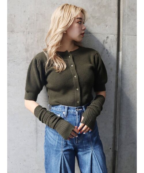 EVRIS（エヴリス）の「アームウォーマーニットトップス（ニット/セーター・レディース・ブラック/ブラウン/カーキ・FREE）」の16枚目の写真