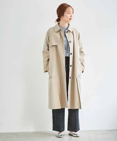 le.coeur blanc（ルクールブラン）の「テントラインステンカラーコート（ステンカラーコート・レディース・ベージュ/ネイビー・38）」の20枚目の写真