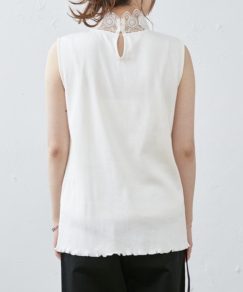 PUAL CE CIN(ピュアルセシン)の「テレコレースノースリーブインナー(タンクトップ・レディース・ブラック/オフホワイト・FREE)」の10枚目の写真