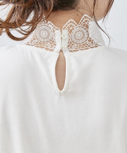 PUAL CE CIN(ピュアルセシン)の「テレコレースノースリーブインナー(タンクトップ・レディース・ブラック/オフホワイト・FREE)」の4枚目の写真