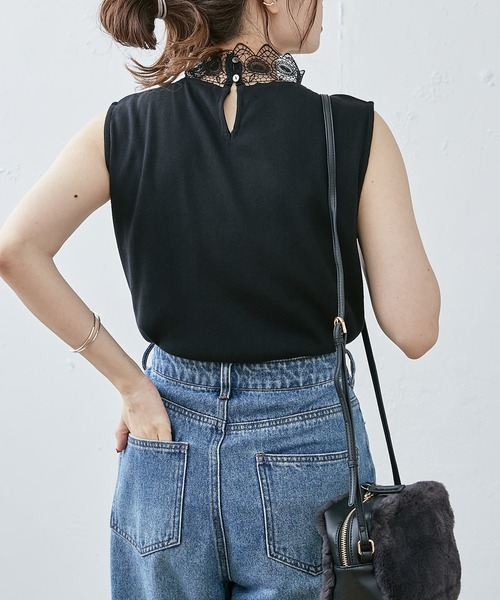 PUAL CE CIN(ピュアルセシン)の「テレコレースノースリーブインナー(タンクトップ・レディース・ブラック/オフホワイト・FREE)」の17枚目の写真