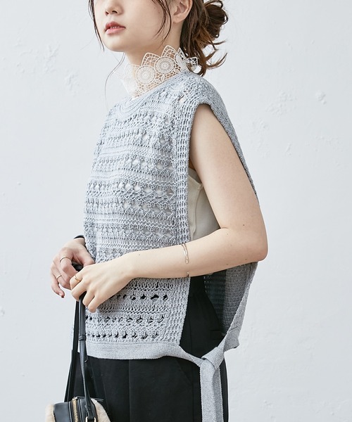 PUAL CE CIN(ピュアルセシン)の「テレコレースノースリーブインナー(タンクトップ・レディース・ブラック/オフホワイト・FREE)」の9枚目の写真