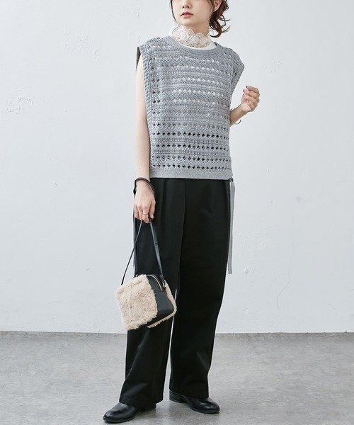 PUAL CE CIN(ピュアルセシン)の「テレコレースノースリーブインナー(タンクトップ・レディース・ブラック/オフホワイト・FREE)」の15枚目の写真