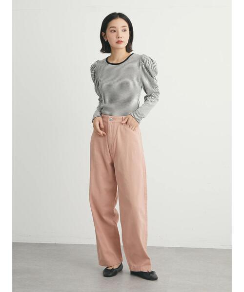 Green　Parks（グリーンパークス）の「パワーショルダーリブプルオーバー（Tシャツ/カットソー・レディース・ベージュ/ブラック/オフホワイト/その他7・FREE）」の5枚目の写真