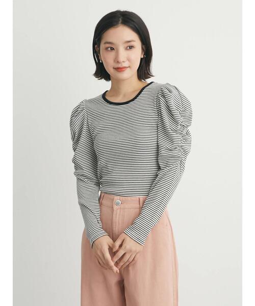 Green　Parks（グリーンパークス）の「パワーショルダーリブプルオーバー（Tシャツ/カットソー・レディース・ベージュ/ブラック/オフホワイト/その他7・FREE）」の7枚目の写真