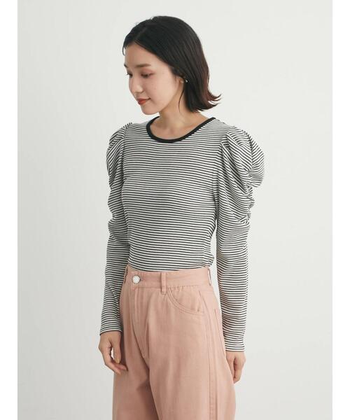 Green　Parks（グリーンパークス）の「パワーショルダーリブプルオーバー（Tシャツ/カットソー・レディース・ベージュ/ブラック/オフホワイト/その他7・FREE）」の8枚目の写真