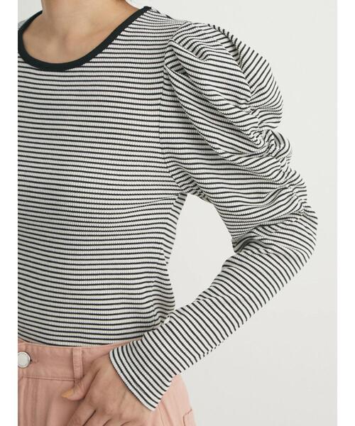 Green　Parks（グリーンパークス）の「パワーショルダーリブプルオーバー（Tシャツ/カットソー・レディース・ベージュ/ブラック/オフホワイト/その他7・FREE）」の10枚目の写真