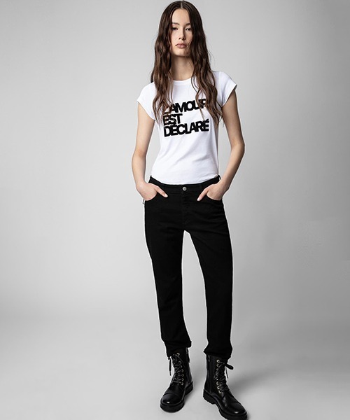 ZADIG&VOLTAIRE（ザディグ　エ　ヴォルテール）の「SKINNY L AMOUR EST DECLARE（Tシャツ/カットソー・レディース・ホワイト・S/M/L/XS）」の4枚目の写真