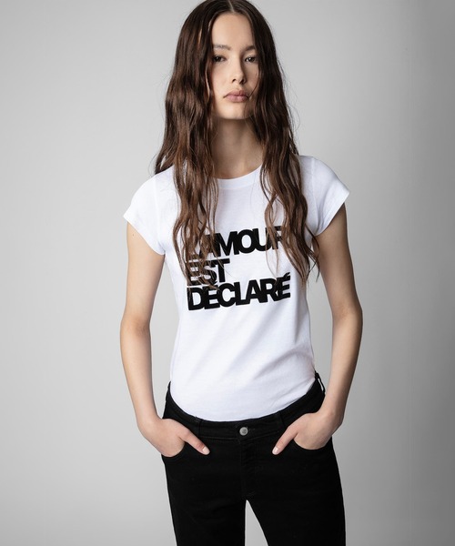 ZADIG&VOLTAIRE（ザディグ　エ　ヴォルテール）の「SKINNY L AMOUR EST DECLARE（Tシャツ/カットソー・レディース・ホワイト・S/M/L/XS）」の6枚目の写真