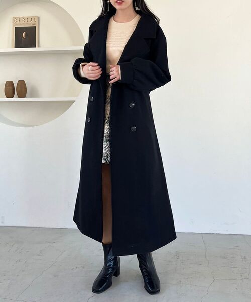 MAJESTIC LEGON（マジェスティックレゴン）の「バックデザインチェスターコート（チェスターコート・レディース・ブラック/アイボリー/モカ・SMALL/MEDIUM）」の3枚目の写真