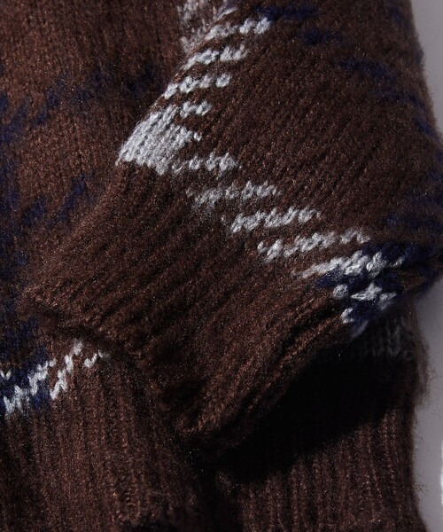 FREAK'S STORE（フリークスストア）の「WEB限定 ビッグシルエット モヘヤタッチ チェック柄 クルーネック シャギーニット/セーター（ニット/セーター・メンズ・ブラック/ブラウン/ネイビー・SMALL/MEDIUM/LARGE）」の9枚目の写真