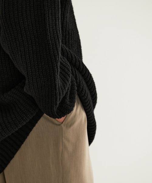 EMMA CLOTHES(エマクローズ)の「モヘアライクルーズ畦編み スーパービッグシルエットクルーネックプルオーバーニット EMMA CLOTHES(ニット/セーター・メンズ・グレー/グリーン/パープル/ブラック/ベージュ・L/M)」の12枚目の写真