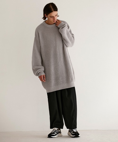 EMMA CLOTHES(エマクローズ)の「モヘアライクルーズ畦編み スーパービッグシルエットクルーネックプルオーバーニット EMMA CLOTHES(ニット/セーター・メンズ・グレー/グリーン/パープル/ブラック/ベージュ・L/M)」の16枚目の写真