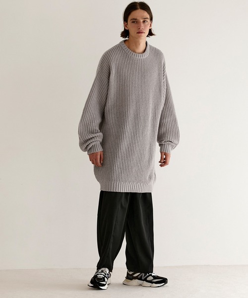 EMMA CLOTHES(エマクローズ)の「モヘアライクルーズ畦編み スーパービッグシルエットクルーネックプルオーバーニット EMMA CLOTHES(ニット/セーター・メンズ・グレー/グリーン/パープル/ブラック/ベージュ・L/M)」の19枚目の写真