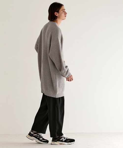 EMMA CLOTHES(エマクローズ)の「モヘアライクルーズ畦編み スーパービッグシルエットクルーネックプルオーバーニット EMMA CLOTHES(ニット/セーター・メンズ・グレー/グリーン/パープル/ブラック/ベージュ・L/M)」の21枚目の写真