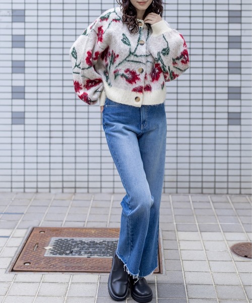 clear（クリア）の「花柄モヘアカーディガン（カーディガン/ボレロ