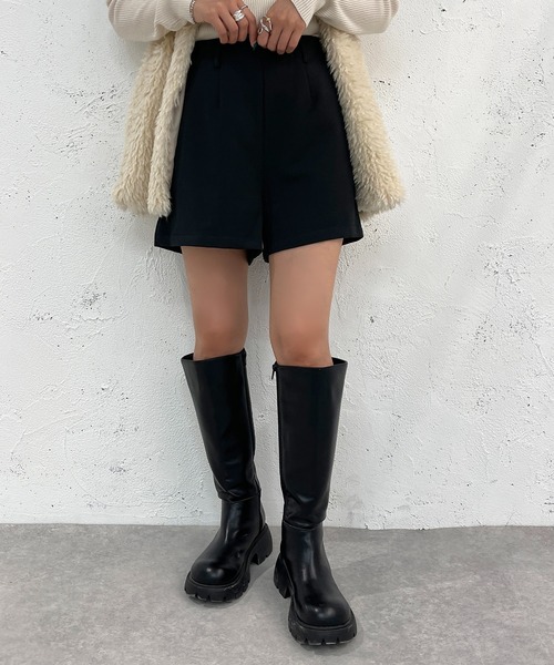 apres jour mignon(アプレジュールミニョン)の「ハイウエストショートパンツ【ZOZOTOWN限定アイテム】(その他パンツ・レディース・ダークブラウン/ベージュ系その他/ブラック・X-LARGE/フリー)」の7枚目の写真
