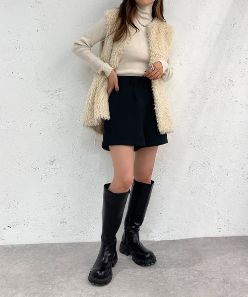 apres jour mignon(アプレジュールミニョン)の「ハイウエストショートパンツ【ZOZOTOWN限定アイテム】(その他パンツ・レディース・ダークブラウン/ベージュ系その他/ブラック・X-LARGE/フリー)」の10枚目の写真