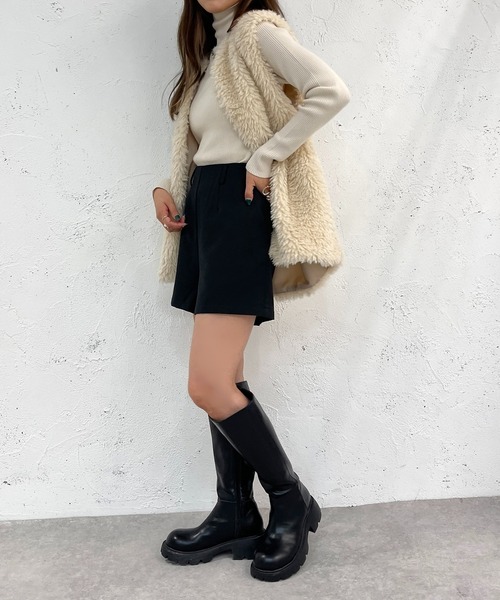 apres jour mignon(アプレジュールミニョン)の「ハイウエストショートパンツ【ZOZOTOWN限定アイテム】(その他パンツ・レディース・ダークブラウン/ベージュ系その他/ブラック・X-LARGE/フリー)」の11枚目の写真