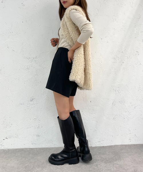 apres jour mignon(アプレジュールミニョン)の「ハイウエストショートパンツ【ZOZOTOWN限定アイテム】(その他パンツ・レディース・ダークブラウン/ベージュ系その他/ブラック・X-LARGE/フリー)」の12枚目の写真