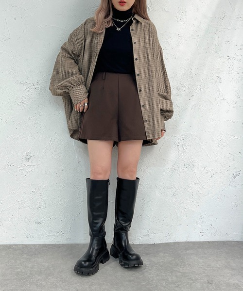 apres jour mignon(アプレジュールミニョン)の「ハイウエストショートパンツ【ZOZOTOWN限定アイテム】(その他パンツ・レディース・ダークブラウン/ベージュ系その他/ブラック・X-LARGE/フリー)」の18枚目の写真