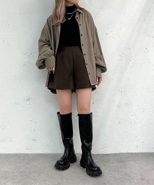 apres jour mignon(アプレジュールミニョン)の「ハイウエストショートパンツ【ZOZOTOWN限定アイテム】(その他パンツ・レディース・ダークブラウン/ベージュ系その他/ブラック・X-LARGE/フリー)」の19枚目の写真