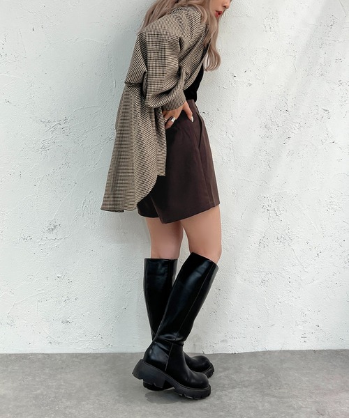 apres jour mignon(アプレジュールミニョン)の「ハイウエストショートパンツ【ZOZOTOWN限定アイテム】(その他パンツ・レディース・ダークブラウン/ベージュ系その他/ブラック・X-LARGE/フリー)」の20枚目の写真