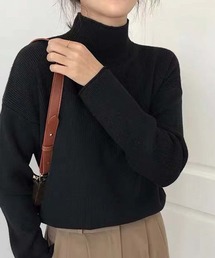 ハイネックタートル リブニットプルオーバー