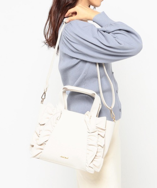MISCH MASCH（ミッシュマッシュ）の「フリルトートバッグ（トートバッグ・レディース・ベージュ/ピンク系その他/ブラック・FREE）」の15枚目の写真