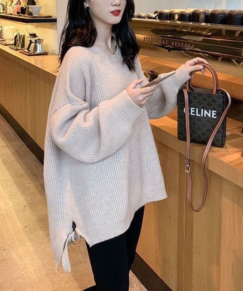 gossip!ロサンゼルス(ゴシップロサンゼルス)の「サイトスリットニットトップス(ニット/セーター・レディース・ブルー/ベージュ/マスタード・FREE)」の15枚目の写真