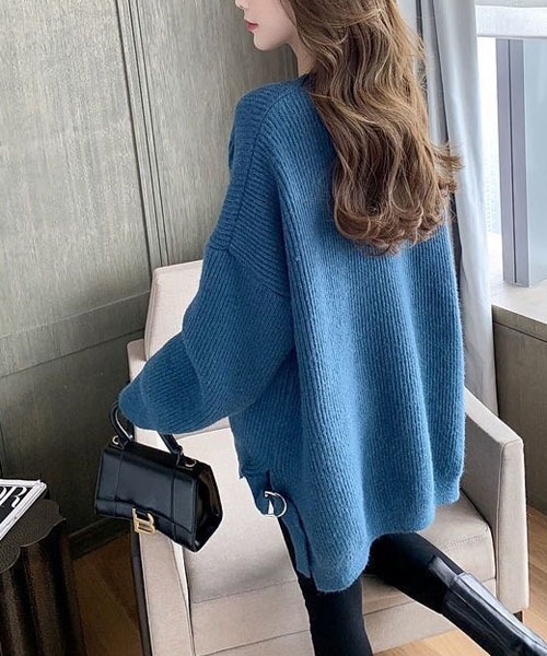 gossip!ロサンゼルス(ゴシップロサンゼルス)の「サイトスリットニットトップス(ニット/セーター・レディース・ブルー/ベージュ/マスタード・FREE)」の12枚目の写真