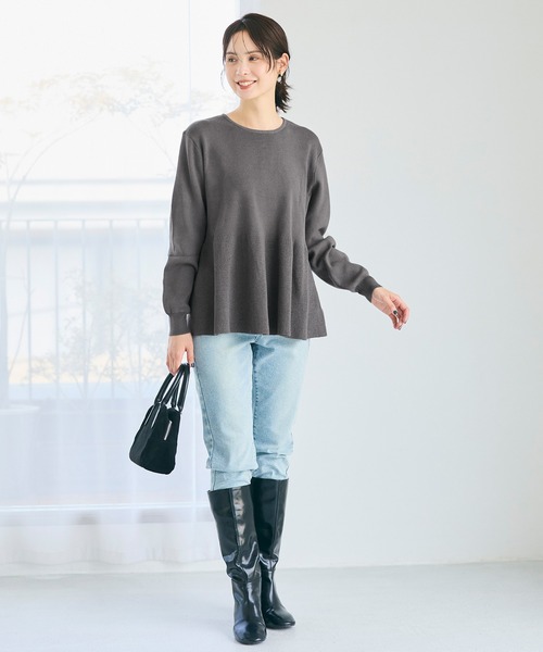 coca（coca）（コカ）の「【WEB限定セール】バックパールフレアニット（ニット/セーター・レディース・ブラック/グレー/ベージュ/アイボリー/ライトグレー/チャコール/ネイビー/ライトブルー・M/L/XL/S）」の21枚目の写真