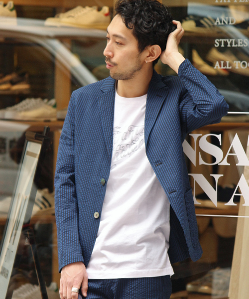 EDIFICE(エディフィス)の「◇SUCCER シャツ ジャケット(その他アウター・メンズ・ブルー系その他/ホワイト・46/48/50/44)」の1枚目の写真