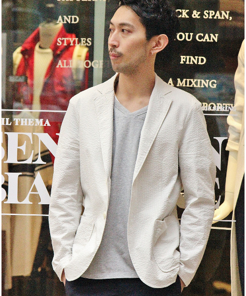 EDIFICE(エディフィス)の「◇SUCCER シャツ ジャケット(その他アウター・メンズ・ブルー系その他/ホワイト・46/48/50/44)」の2枚目の写真