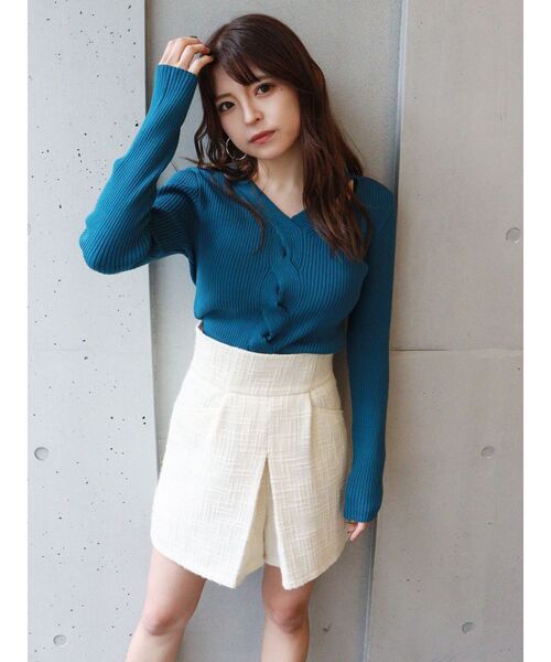 MURUA（ムルーア）の「ツイードタックショートパンツ【セットアップ着用可】（カーゴパンツ・レディース・カーキ/ブラック/ホワイト・1/2）」の22枚目の写真