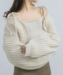 NEUNA | 【ニットの合わせ方の新提案。】リボンキャミリブニット/ボリュームスリーブカーディガンアンサンブル(アンサンブル)