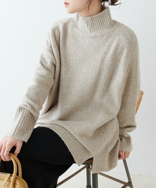 PUAL CE CIN（ピュアルセシン）の「5Gハイネックニットプルオーバー（ニット/セーター・レディース・ベージュ/グレー/アイボリー・FREE）」の3枚目の写真