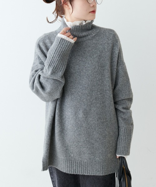 PUAL CE CIN（ピュアルセシン）の「5Gハイネックニットプルオーバー（ニット/セーター・レディース・ベージュ/グレー/アイボリー・FREE）」の2枚目の写真