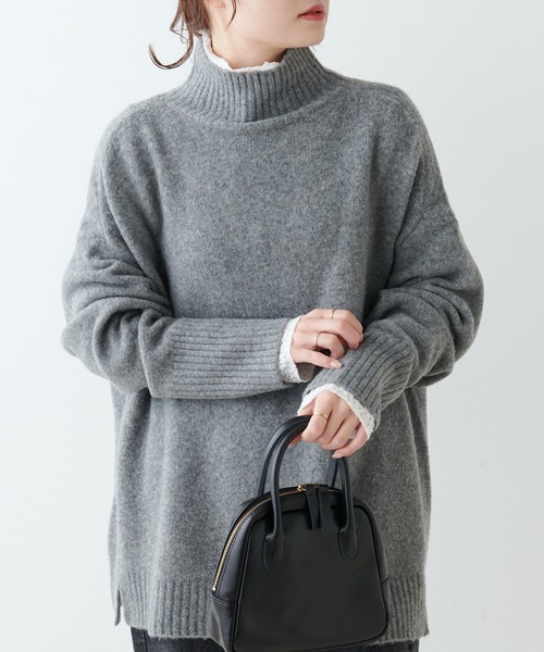 PUAL CE CIN（ピュアルセシン）の「5Gハイネックニットプルオーバー（ニット/セーター・レディース・ベージュ/グレー/アイボリー・FREE）」の5枚目の写真