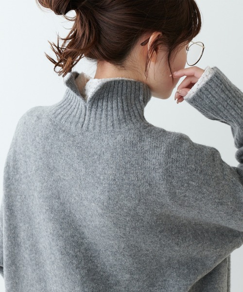 PUAL CE CIN（ピュアルセシン）の「5Gハイネックニットプルオーバー（ニット/セーター・レディース・ベージュ/グレー/アイボリー・FREE）」の12枚目の写真