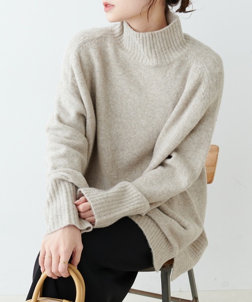 PUAL CE CIN（ピュアルセシン）の「5Gハイネックニットプルオーバー（ニット/セーター・レディース・ベージュ/グレー/アイボリー・FREE）」の18枚目の写真