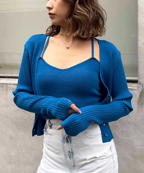 SPIRALGIRL（スパイラルガール）の「クロスストラップキャミアンサンブル（アンサンブル・レディース・ホワイト/ブルー/ブラック・FREE）」の9枚目の写真