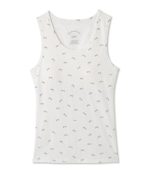 gelato pique（ジェラートピケ）の「リボン柄カップインタンクトップ（ルームウェア/パジャマ・レディース・オフホワイト/ピンク・FREE）」の2枚目の写真