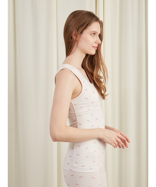 gelato pique（ジェラートピケ）の「リボン柄カップインタンクトップ（ルームウェア/パジャマ・レディース・オフホワイト/ピンク・FREE）」の22枚目の写真