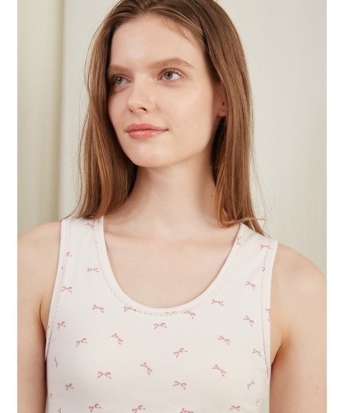 gelato pique（ジェラートピケ）の「リボン柄カップインタンクトップ（ルームウェア/パジャマ・レディース・オフホワイト/ピンク・FREE）」の14枚目の写真