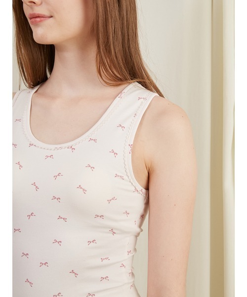 gelato pique（ジェラートピケ）の「リボン柄カップインタンクトップ（ルームウェア/パジャマ・レディース・オフホワイト/ピンク・FREE）」の20枚目の写真