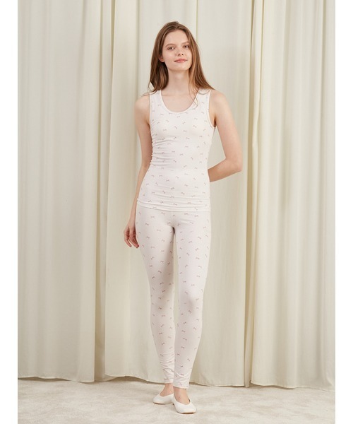 gelato pique（ジェラートピケ）の「リボン柄カップインタンクトップ（ルームウェア/パジャマ・レディース・オフホワイト/ピンク・FREE）」の15枚目の写真