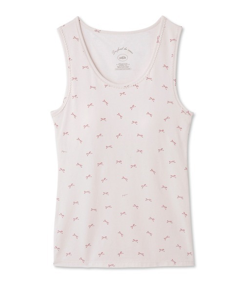 gelato pique（ジェラートピケ）の「リボン柄カップインタンクトップ（ルームウェア/パジャマ・レディース・オフホワイト/ピンク・FREE）」の4枚目の写真