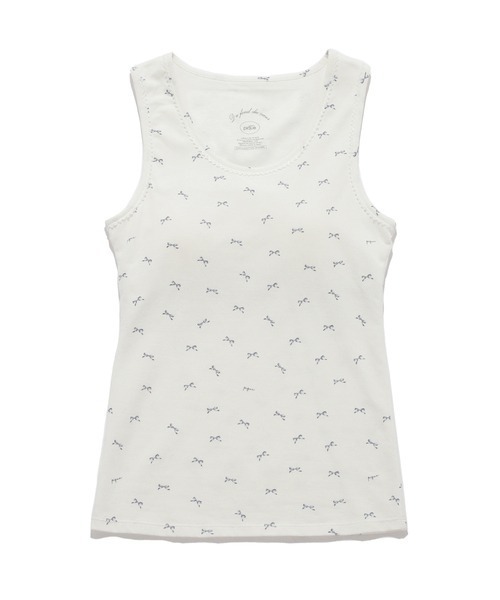 gelato pique（ジェラートピケ）の「リボン柄カップインタンクトップ（ルームウェア/パジャマ・レディース・オフホワイト/ピンク・FREE）」の7枚目の写真