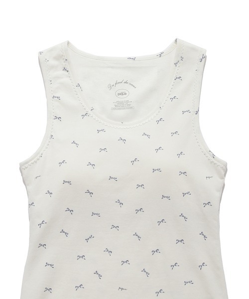 gelato pique（ジェラートピケ）の「リボン柄カップインタンクトップ（ルームウェア/パジャマ・レディース・オフホワイト/ピンク・FREE）」の13枚目の写真